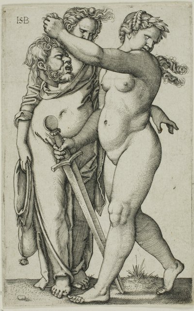 Vasemmalle kävelevä Judith ja hänen palvelijansa tekijältä Hans Sebald Beham