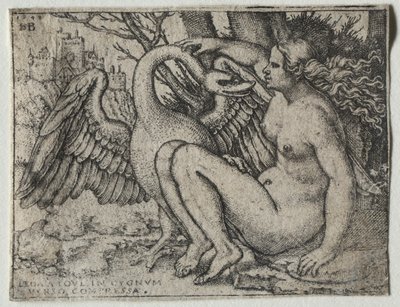 Leda ja joutsen, 1548. tekijältä Hans Sebald Beham