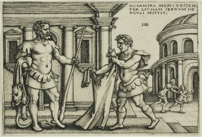 Lichas tuo Nessuksen vaatteen Herculesille, teoksesta The Labors of Hercules tekijältä Hans Sebald Beham