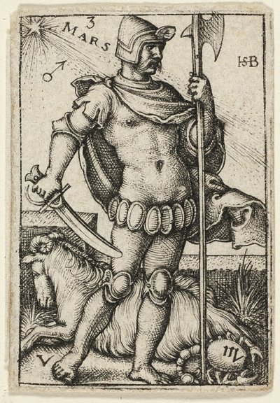 Mars, levy kolme kirjasta The Seven Planets with the Zodiacs (Seitsemän planeettaa ja eläinradat) tekijältä Hans Sebald Beham