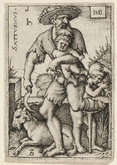 Saturnus, levy yksi kirjasta The Seven Planets with the Zodiacs (Seitsemän planeettaa ja eläinradat) tekijältä Hans Sebald Beham