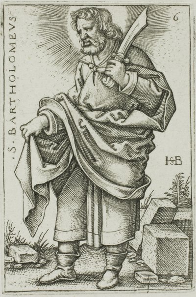 Pyhä Bartolomeus, levy 6 teoksesta 12 apostolia tekijältä Hans Sebald Beham