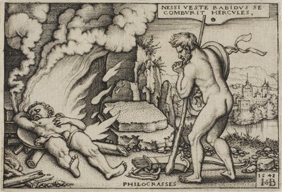The Death of Hercules, teoksesta The Labors of Hercules, 1548 tekijältä Hans Sebald Beham