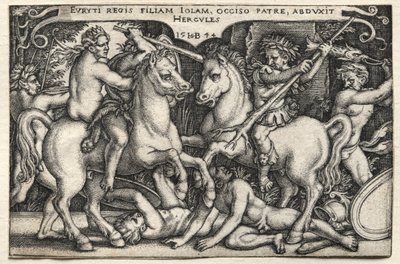 Herculesin työt: Hercules sieppaa Iolea tekijältä Hans Sebald Beham