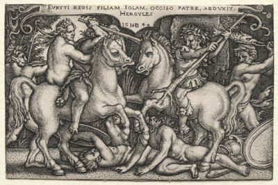 Herculesin työt: Hercules sieppaa Iolea, 1544. tekijältä Hans Sebald Beham