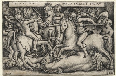 Herculesin työt: Herkules valloittaa Troijan, 1545. tekijältä Hans Sebald Beham