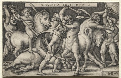 Hercules voittaa kentaurit tekijältä Hans Sebald Beham