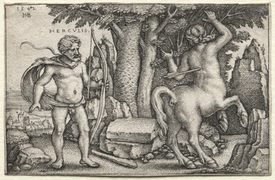 Hercules ja Nessus, 1542. tekijältä Hans Sebald Beham
