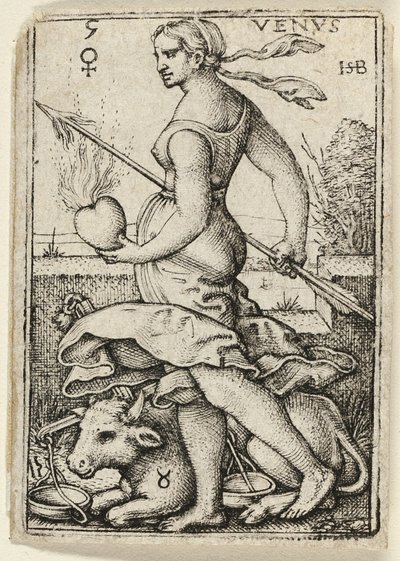 Venus, levy viisi teoksesta The Seven Planets with the Zodiacs (Seitsemän planeettaa ja eläinradat) tekijältä Hans Sebald Beham