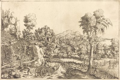 Maisema viinitarhalla, 1559. tekijältä Hans Sebald Lautensack
