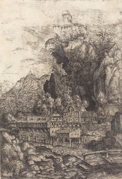 Maisema vesimyllyllä, 1553. tekijältä Hans Sebald Lautensack