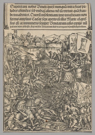 Sota Venetsian kanssa, levy 21 historiallisista kohtauksista keisari Maximilian I:n elämästä Riemukaaresta tekijältä Hans Springinklee
