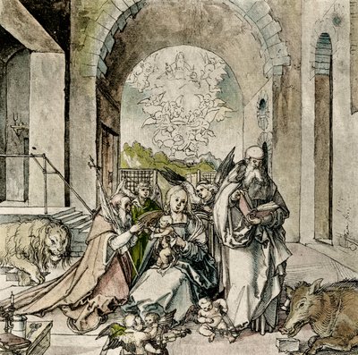 Madonna Pyhän Hieronymuksen ja Antonin kanssa tekijältä Hans Suess Kulmbach