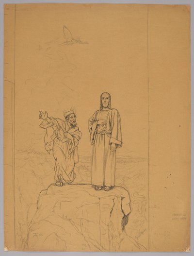 Die Versuchung Christi, verso: Christus gekreuzigt tekijältä Hans Thoma