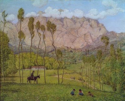 Maisema lähellä Carraraa. Noin 1910 tekijältä Hans Thoma