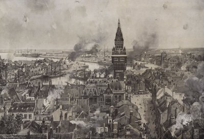 Dunkerquen pommitukset (litho) tekijältä Hans W. (after) Schmidt