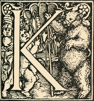 K - Hans Weiditzin aakkoset, c1520-1521, 1908. tekijältä Hans Weiditz