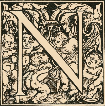 N - Hans Weiditzin aakkoset, c1520-1521, 1908. tekijältä Hans Weiditz