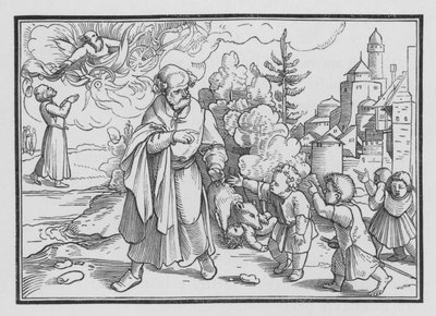 Karhut tuhoavat Elisaa pilkanneet lapset, 2 Kings II, 23 tekijältä Hans after Holbein the Younger