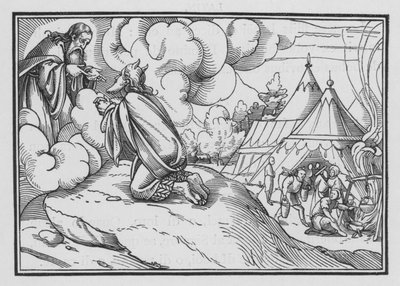 Mooses pyhittää Aaronin ja hänen poikansa, Leviticus VIII, 1-3 tekijältä Hans after Holbein the Younger