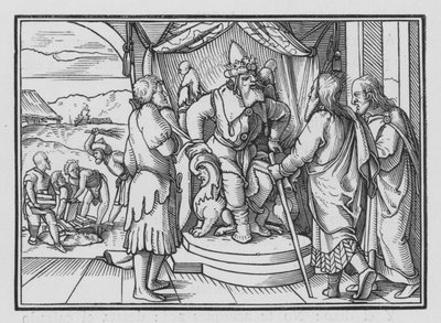 Farao Chideth Mooses ja Aaron heidän viestistään, Exodus V, 2 tekijältä Hans after Holbein the Younger