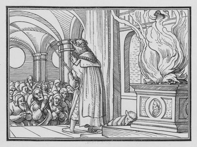 Salomo siunaa kansaa ja ylistää Jumalaa, 2 Chronicles VI, 12 tekijältä Hans after Holbein the Younger