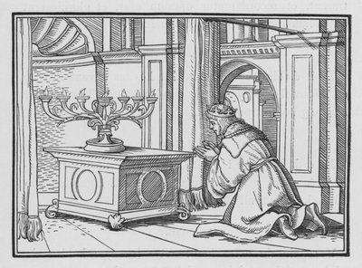 Salomon juhlauhri Gibeonissa, 2 Aikakirja I, 6 tekijältä Hans after Holbein the Younger
