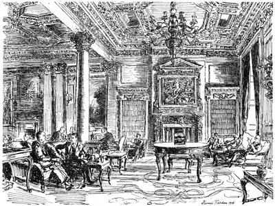 The Members Lounge, RAC-klubitalo, Pall Mall, Lontoo, 1946 tekijältä Hanslip Fletcher