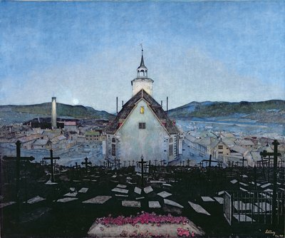 Yö (värikynä paperille) tekijältä Harald Oscar Sohlberg