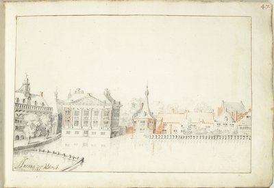 Näkymä Haagin Hofvijverin rakennuksista tekijältä Harmen ter Borch (signed by artist)