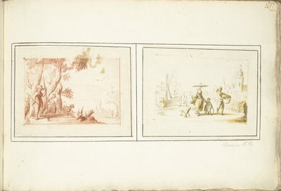 Paimen karjaineen ja katukuva tekijältä Harmen ter Borch (signed by artist)