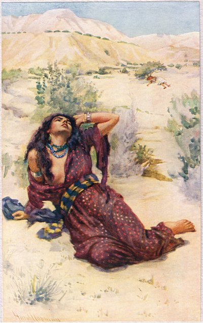 Hagar, kuvitus teoksesta "Women of the Bible", julkaissut The Religious Tract Society, 1927 tekijältä Harold Copping