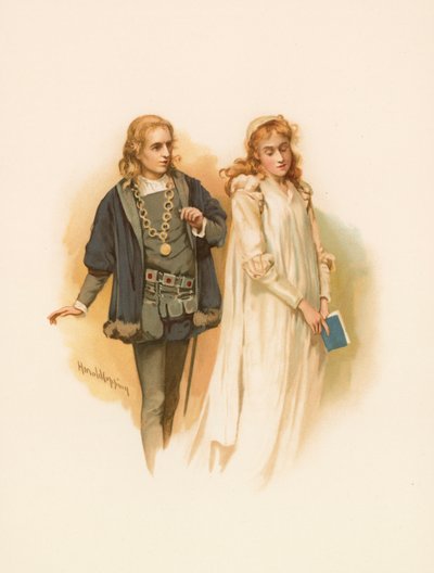 Hamlet ja Ophelia tekijältä Harold Copping