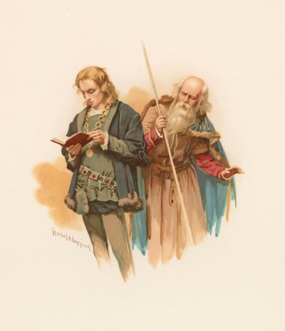Hamlet lukee, Polonius takana tekijältä Harold Copping