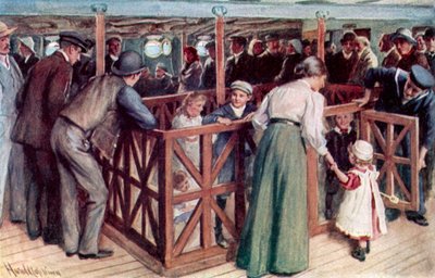 Lasten hiekkalaatikko kansien välissä Britannian SS-keisarinnalla tekijältä Harold Copping