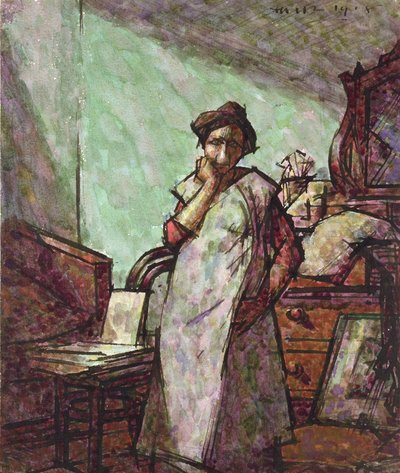 Sisätilat rouva Mounterin kanssa haalareissa, 1. joulukuuta 1918 tekijältä Harold Gilman