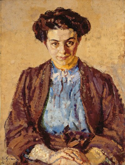 Sininen pusero, Elene Zompolidesin muotokuva (1880-1958) (öljy kankaalle) tekijältä Harold Gilman