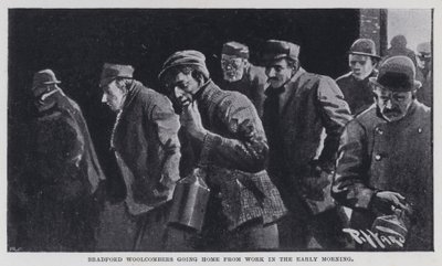 Bradford Woolcombers kotiin töistä aikaisin aamulla (m/w kuva) tekijältä Harold Hume Piffard
