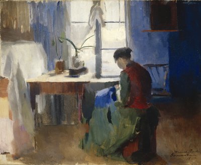 Naisen ompelu tekijältä Harriet Backer