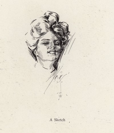 Kynäluonnos naisen muotokuva (litho) tekijältä Harrison Fisher