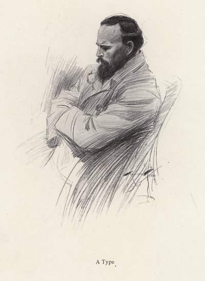 Istuvan miehen muotokuva (litho) tekijältä Harrison Fisher