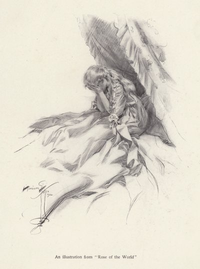 Rosamond English, hahmo Rose of the World -romaanista, Egerton Castlen (litho) tekijältä Harrison Fisher