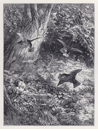Lapset puussa (kaiverrus) tekijältä Harrison William Weir