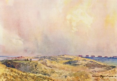 Golfkentät: Tee (värilitro): Hoy-järvi, kahdestoista tee (värilitro) tekijältä Harry (1878-1950) Rountree