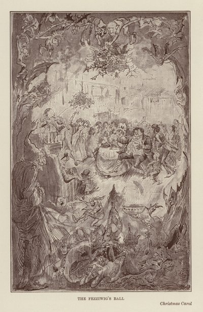 Charles Dickensin joulukirjat: Dickens: Christmas Carol (litografia) tekijältä Harry (after) Furniss