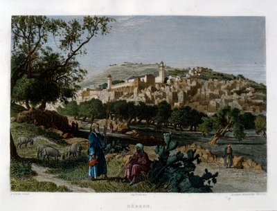 Hebron, kaiverrettu Alfred Krausse Harry Fennin kuvan jälkeen, julkaistu Kuvankaunis Palestiina, noin 1875 tekijältä Harry ) Fenn