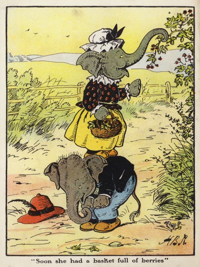 "Pian hänellä oli kori täynnä marjoja" (väri litho) tekijältä Harry B Neilson