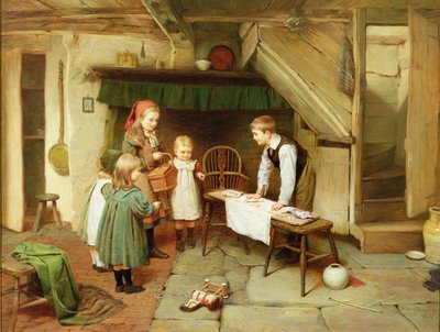 Vierailu Sweet Shopissa (öljy kankaalle) (katso myös 17194) tekijältä Harry Brooker
