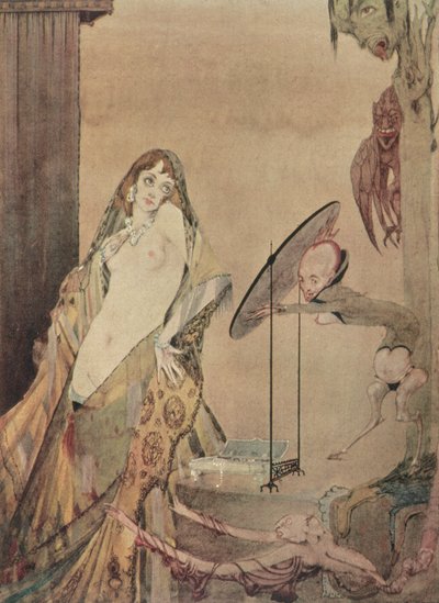 "Puku näin, näytän erilaiselta olennolta", kuvitus Goethen Faustista tekijältä Harry Clarke