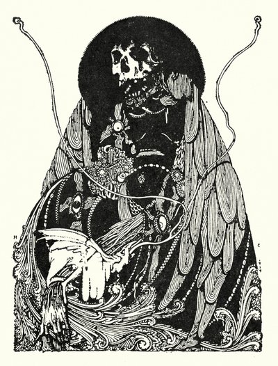 Edgar Allan Poe: loppukappale (litografia) tekijältä Harry Clarke